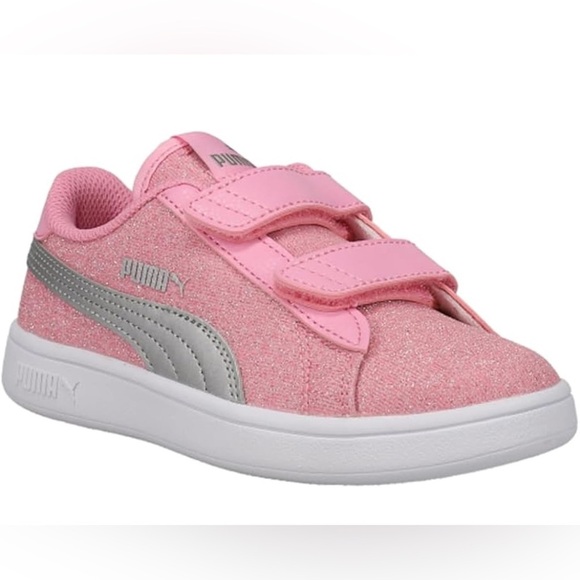 PUMA Smash 3.0 Glitz Glam Prism Pink Silver Size 4c LNC - Picture 1 of 7